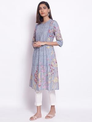 printed flared kurta - 17791137 - Standard Image - 2