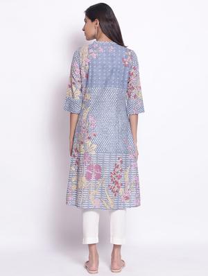 printed flared kurta - 17791137 - Standard Image - 3
