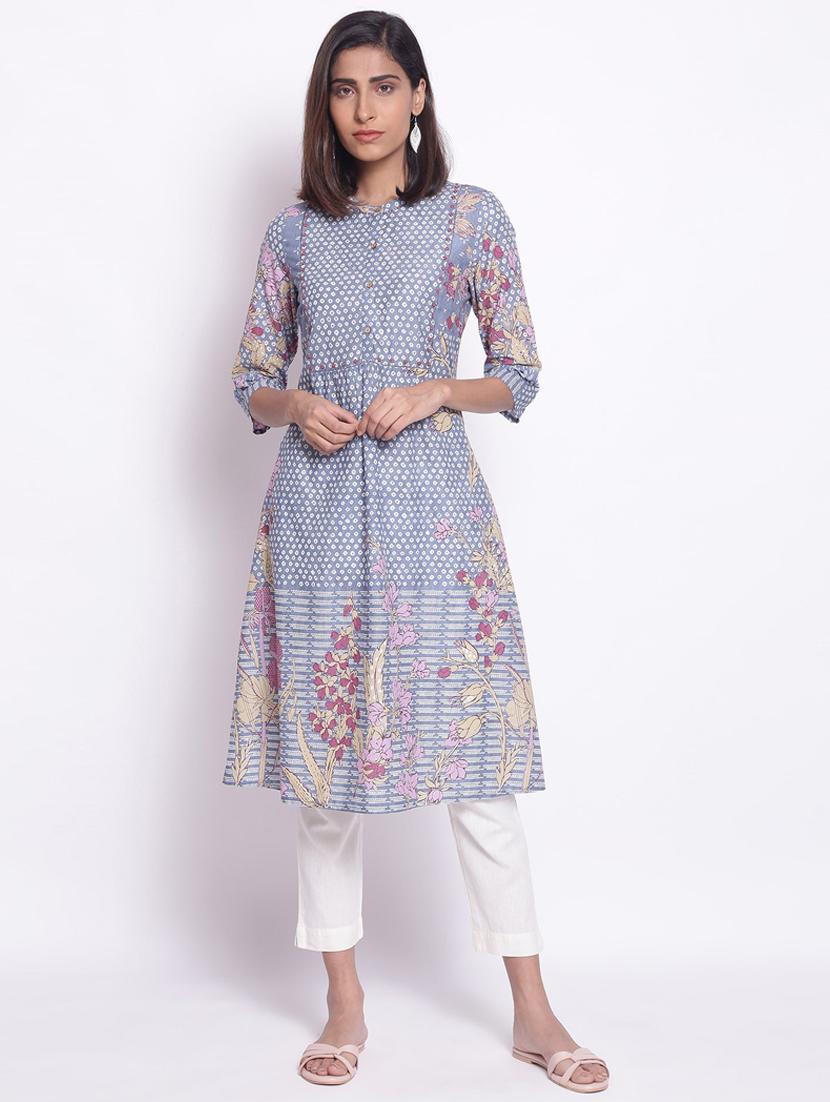 printed flared kurta - 17791137 - Zoom Image - 1