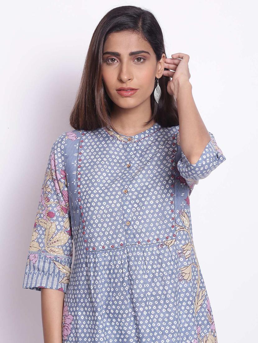 printed flared kurta - 17791137 - Zoom Image - 4