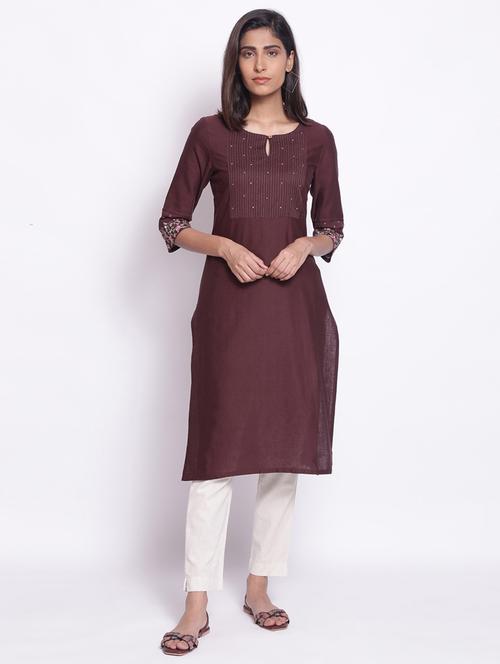 solid straight kurta - 17791139 - Standard Image - 1