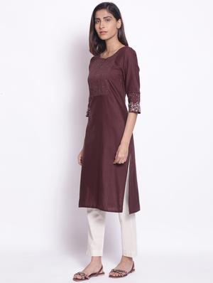 solid straight kurta - 17791139 - Standard Image - 2