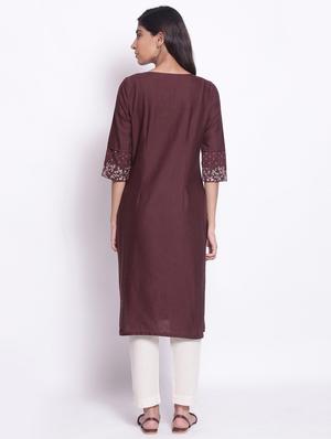 solid straight kurta - 17791139 - Standard Image - 3