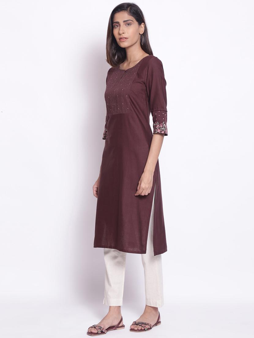solid straight kurta - 17791139 - Zoom Image - 2