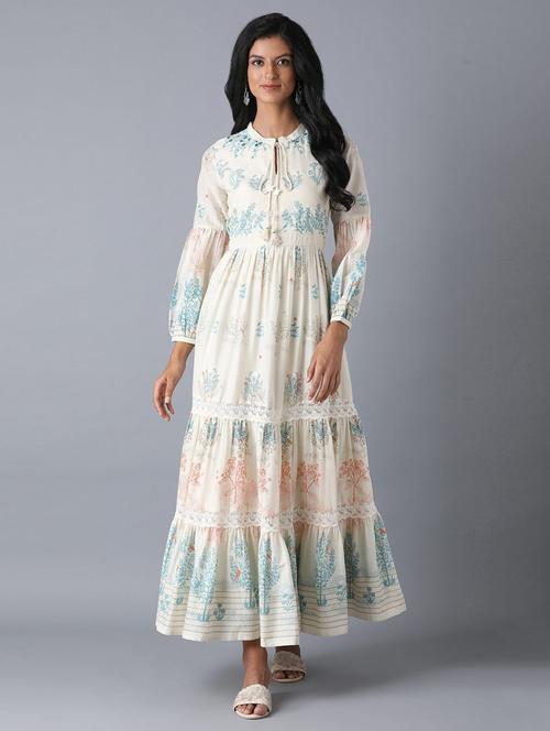 printed tiered flared ethnic dress - 17791190 - Standard Image - 1