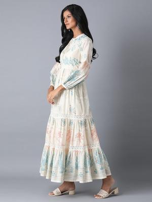 printed tiered flared ethnic dress - 17791190 - Standard Image - 2