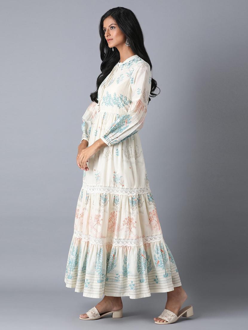 printed tiered flared ethnic dress - 17791190 - Zoom Image - 2