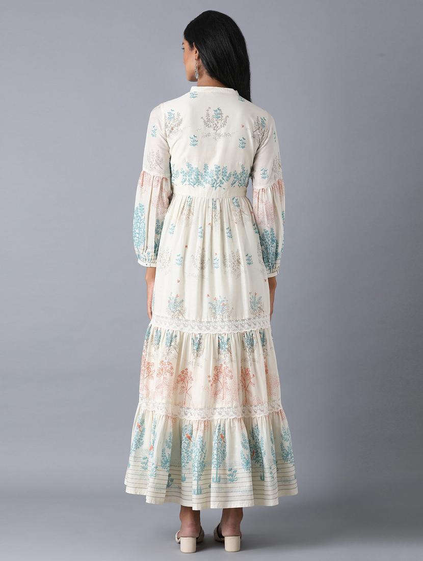 printed tiered flared ethnic dress - 17791190 - Zoom Image - 3