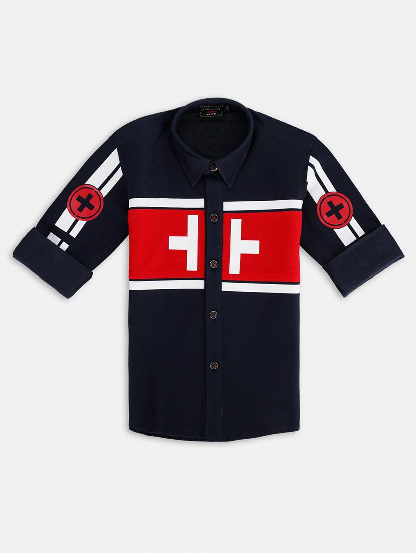 dark blue printed shirt - 17791949 - Zoom Image - 1