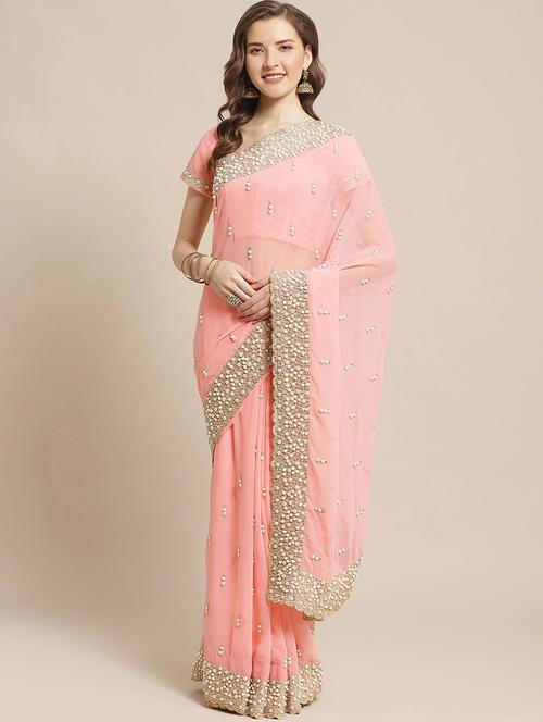 pastel embroidered saree with blouse - 17792062 - Standard Image - 1