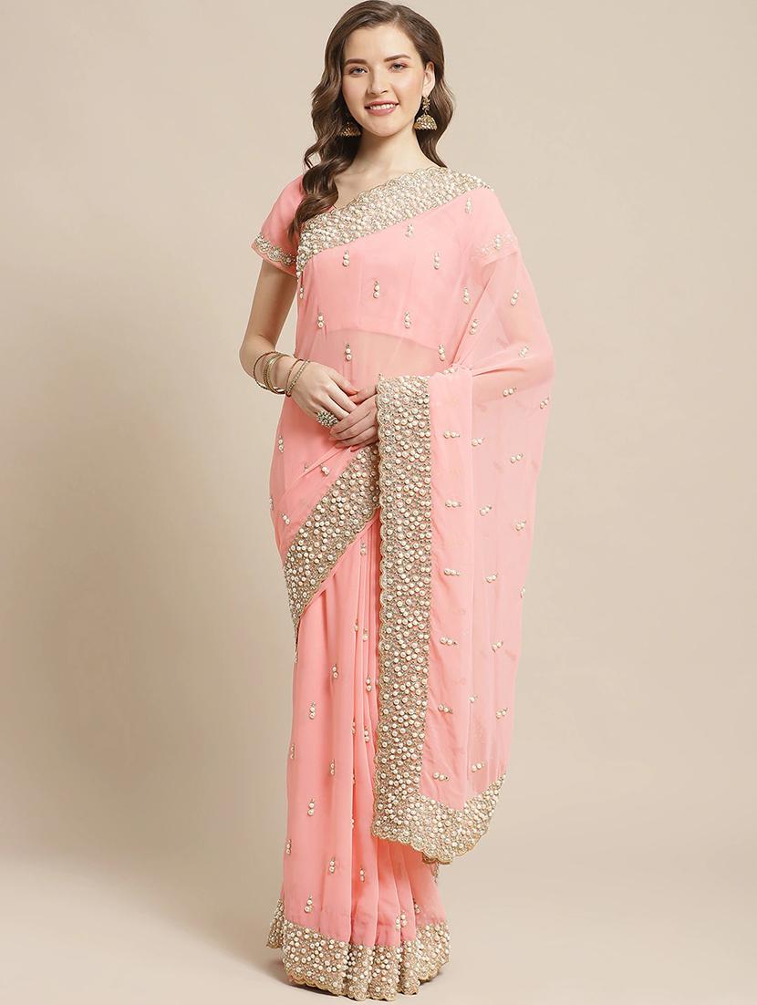 pastel embroidered saree with blouse - 17792062 - Zoom Image - 1