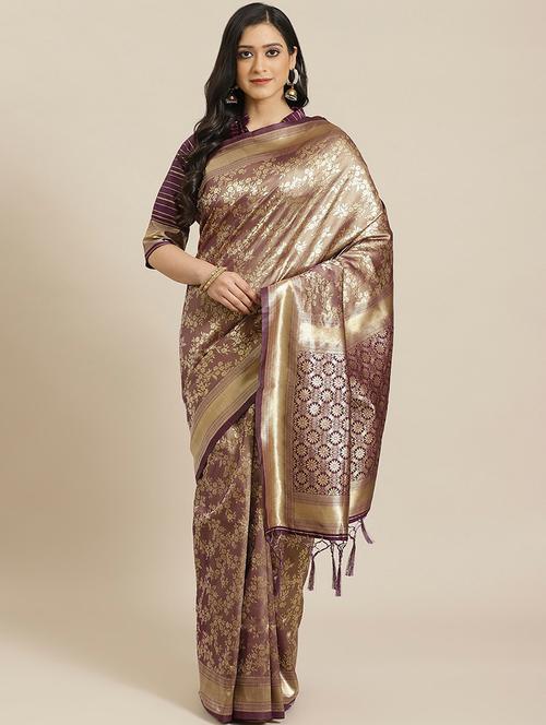 self design woven saree with blouse - 17792078 - Standard Image - 1