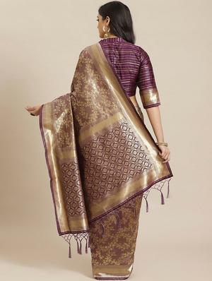 self design woven saree with blouse - 17792078 - Standard Image - 2