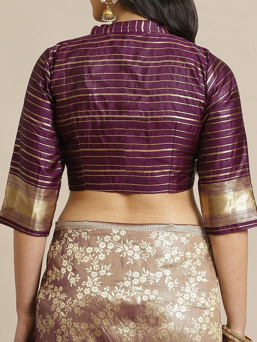 self design woven saree with blouse - 17792078 - Zoom Image - 4