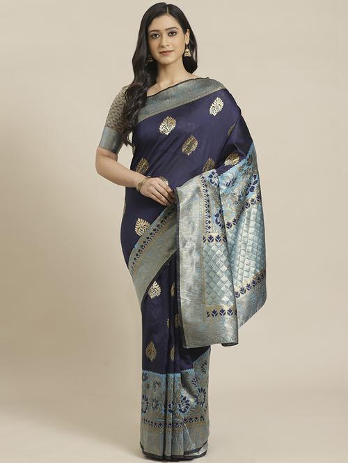 self design woven saree with blouse - 17792110 - Standard Image - 1