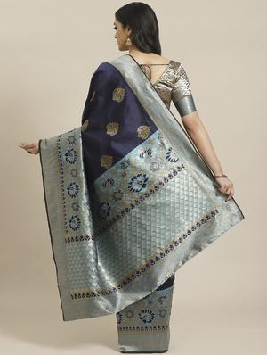 self design woven saree with blouse - 17792110 - Standard Image - 2