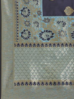 self design woven saree with blouse - 17792110 - Standard Image - 5