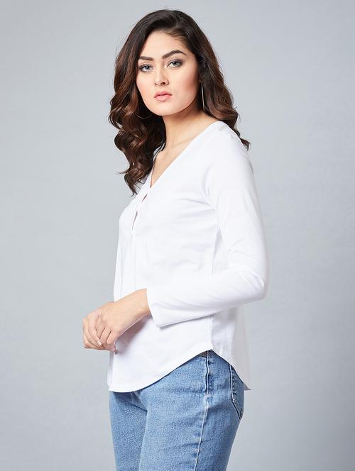 v-neck solid top - 17792364 - Standard Image - 1
