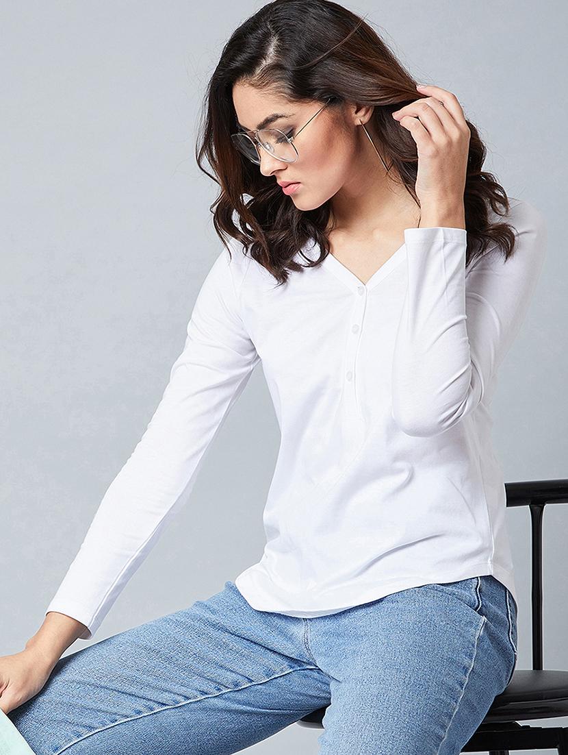 v-neck solid top - 17792364 - Zoom Image - 2