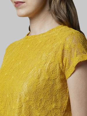 round neck self design crop tee - 17793128 - Standard Image - 6