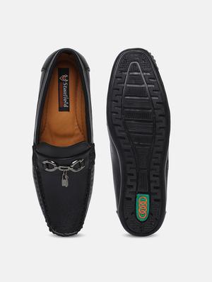 black synthetic slip on loafers - 17793552 - Standard Image - 4