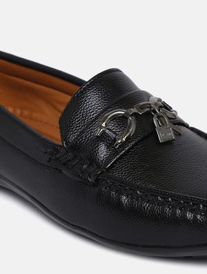 black synthetic slip on loafers - 17793552 - Standard Image - 5