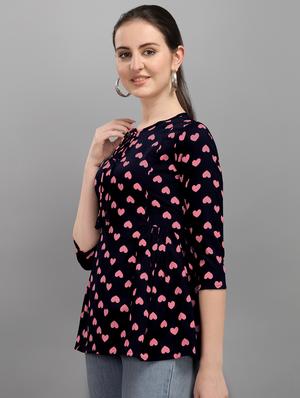 tie up neck printed top - 17793635 - Standard Image - 2