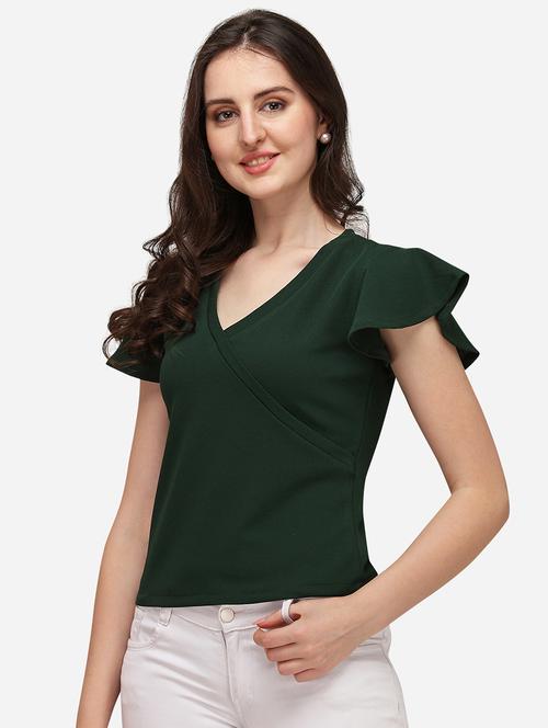 overlap neck solid top - 17793651 - Standard Image - 1