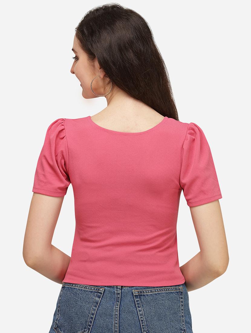 tie front solid crop top - 17793666 - Zoom Image - 3