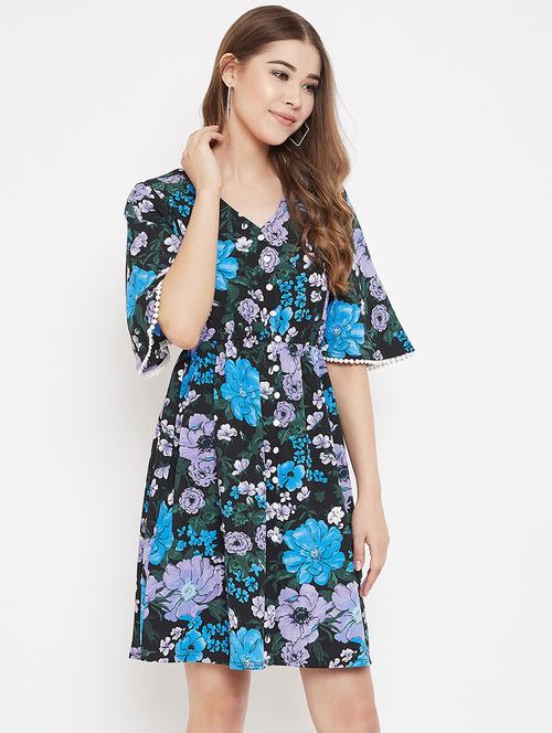 bell sleeved floral a-line dress - 17793808 - Standard Image - 1