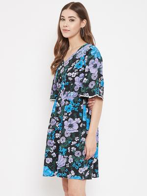 bell sleeved floral a-line dress - 17793808 - Standard Image - 2