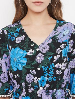 bell sleeved floral a-line dress - 17793808 - Standard Image - 5