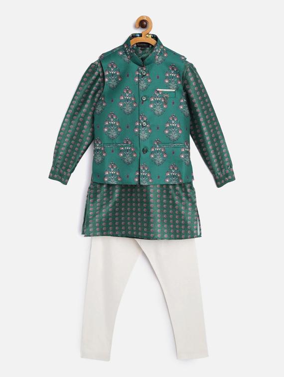 green printed kurta pajama set - 17793947 - Zoom Image - 1