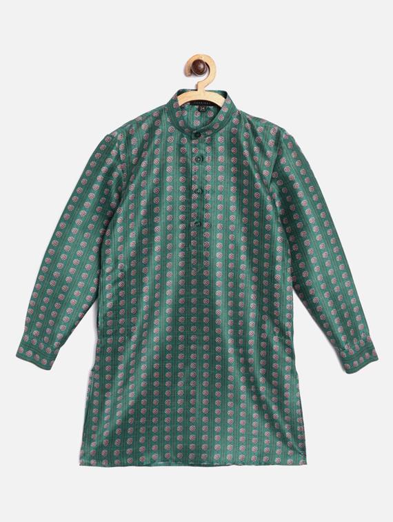 green printed kurta pajama set - 17793947 - Zoom Image - 2