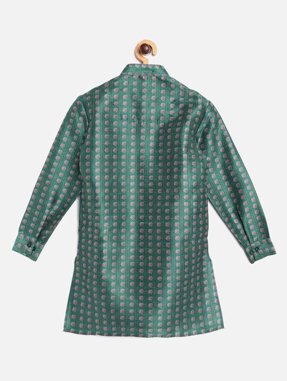 green printed kurta pajama set - 17793947 - Zoom Image - 3