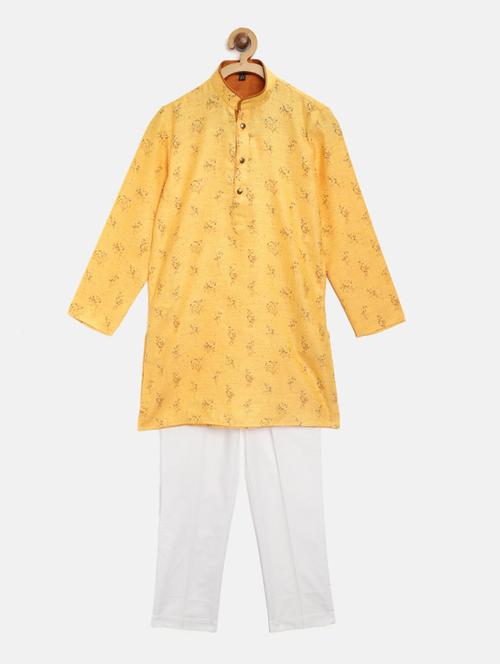 yellow printed kurta pajama set - 17793953 - Very Small Image - 1