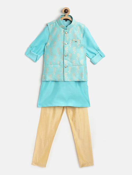 blue solid kurta pajama set - 17794019 - Very Small Image - 1