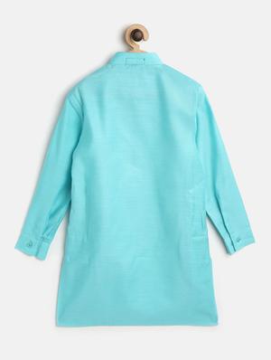 blue solid kurta pajama set - 17794019 - Standard Image - 4