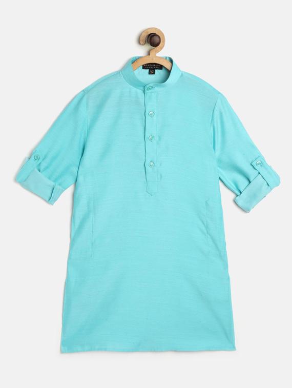 blue solid kurta pajama set - 17794019 - Zoom Image - 2