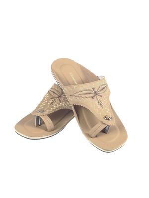 beige leather slip on slippers - 17794616 - Standard Image - 5