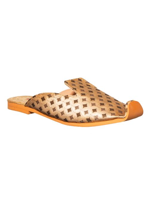 gold fabric slip on jutis - 17794618 - Standard Image - 1