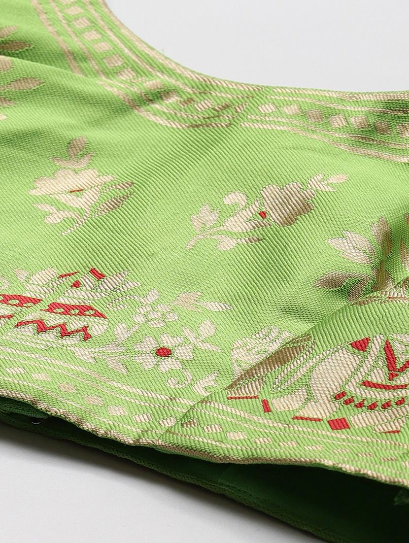 green art silk aline lehenga - 17795470 - Zoom Image - 4