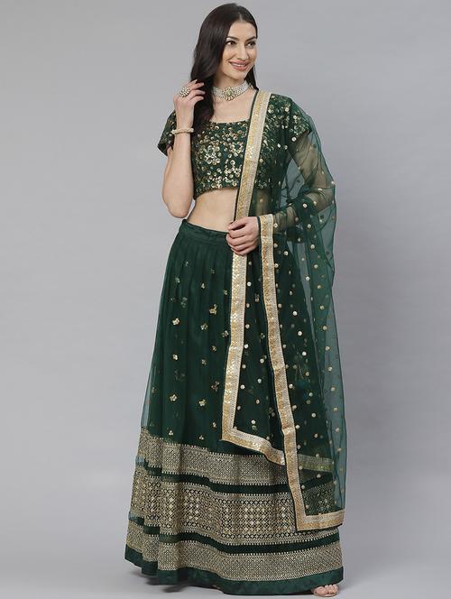 green net aline lehenga - 17795513 - Standard Image - 1