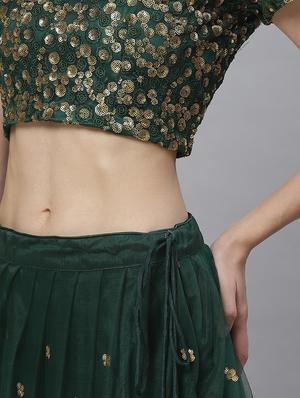 green net aline lehenga - 17795513 - Standard Image - 4