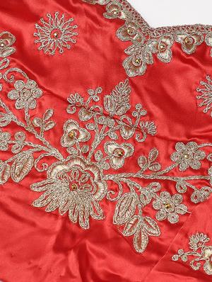 red satin aline lehenga - 17795547 - Standard Image - 5