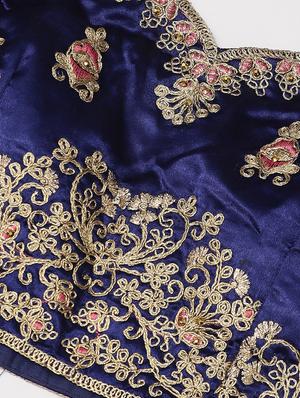 blue satin aline lehenga - 17795559 - Standard Image - 5