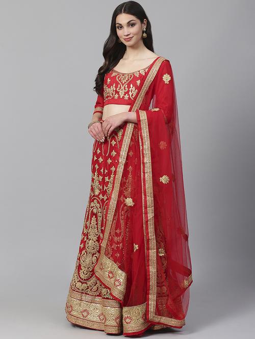 red net aline lehenga - 17795570 - Standard Image - 1