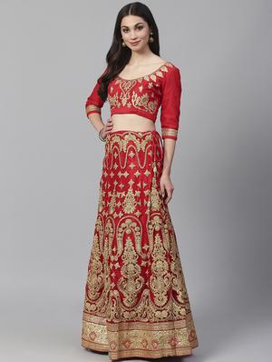 red net aline lehenga - 17795570 - Standard Image - 2