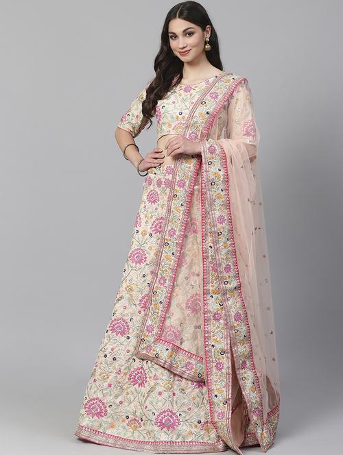 peach art silk aline lehenga - 17795623 - Very Small Image - 1