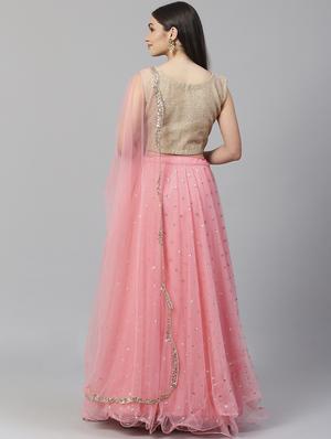 pink net aline lehenga - 17795628 - Standard Image - 3